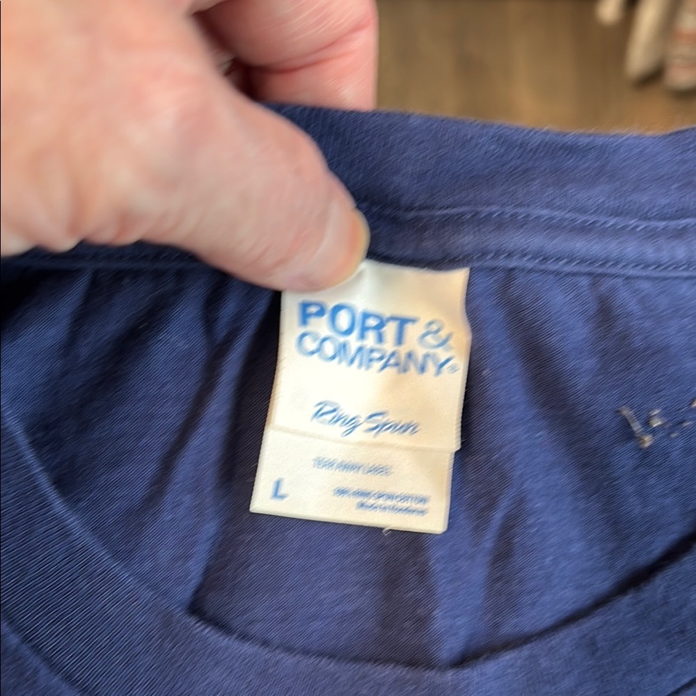 Blue Graphic T-Shirt with White Text - Picture 3 of 5